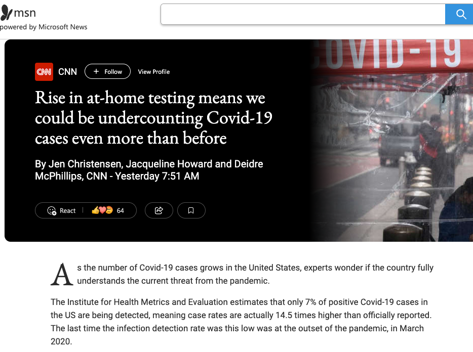 CNN covid-19 cases count might be much higher