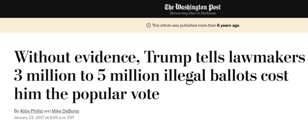川普在2016年大选，输了希拉里将近三百万普选票时，他就信口胡说，多出来的那部分是非公民投的。但是川普在任四年，也没有找到有任何无证移民投票的证据。相反，找到的投假票的，却是共和党的支持者。