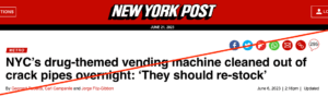 文章翻译自《纽约邮报》，标题为“纽约以毒品为主题的自动售货机一夜之间被清空，‘它们应该补货’”